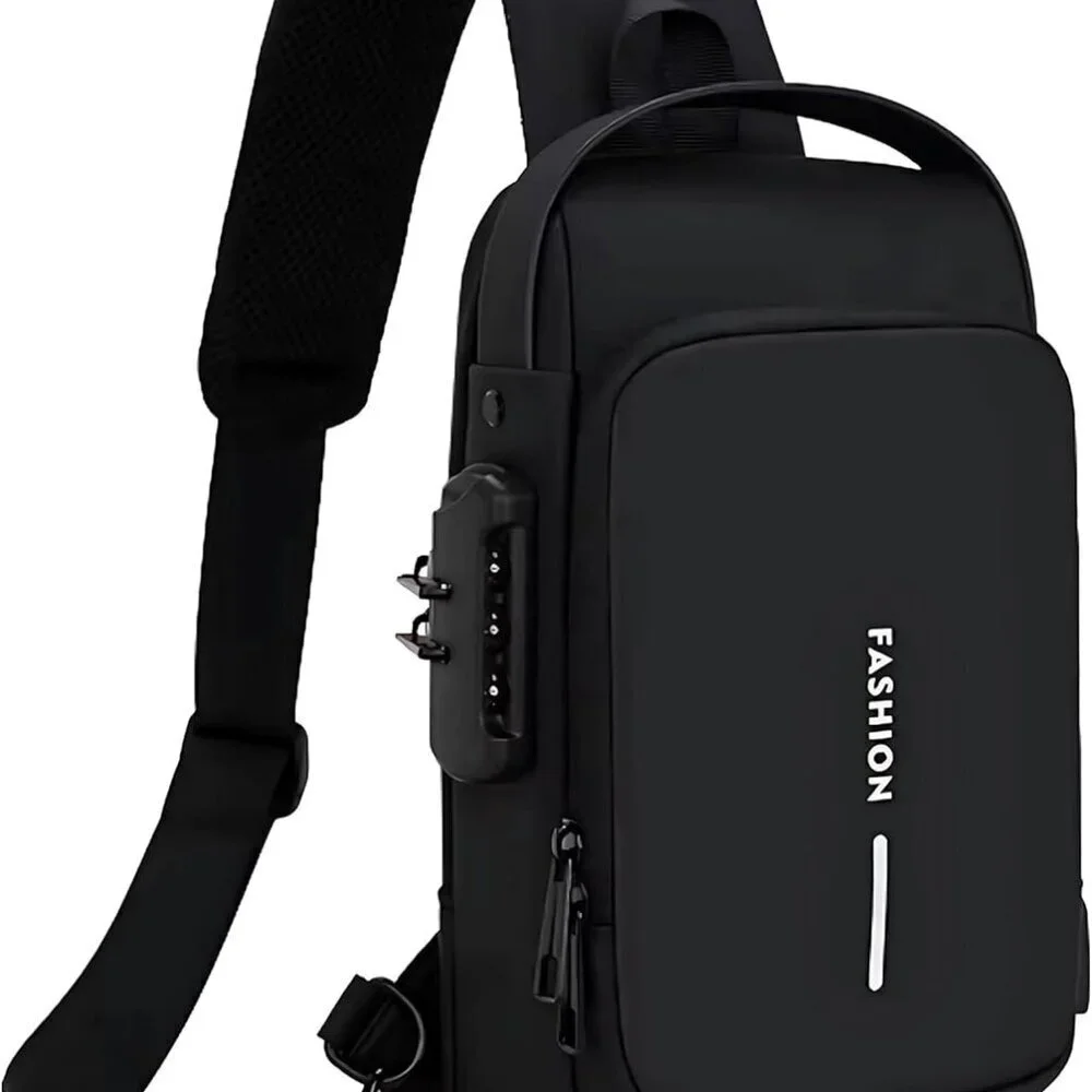 Waterproof Anti-Theft Sling Bag with USB Port for Men Women Travel Hiking